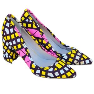 Charles by Charles David Pumps Womens 11 Yellow Pink Geometric Block Heel